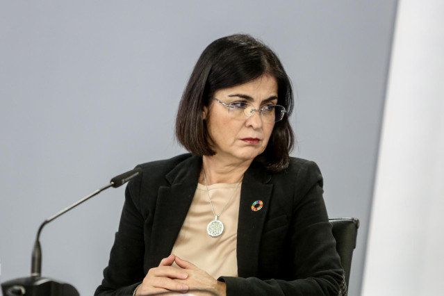 La ministra de Política Territorial y Función Pública, Carolina Darias, comparece en rueda de prensa en Moncloa para informar de la evolución de la pandemia, en Madrid (España), a 22 de octubre de 2020.