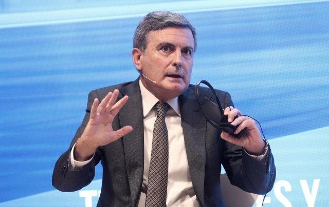 El secretario de Estado de Transporte, Movilidad y Agenda Urbana, Pedro Saura, durante su intervención en la Jornada 'Transporte y Movilidad sostenible' organizada por Diálogo