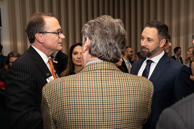 El presidente de Vox, Santiago Abascal, en febrero tras el discurso de clausura de Donald Trump en la Conferencia de Acción Política Conservadora (CPAC),