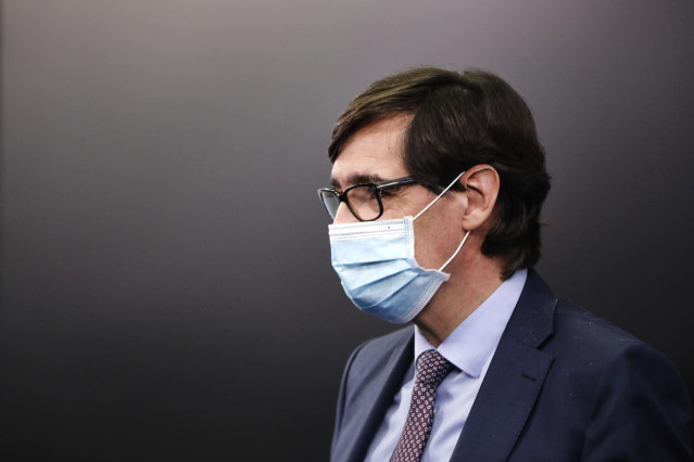 El ministro de Sanidad, Salvador Illa, comparece en rueda de prensa para detallar el proyecto de PGE 2021 correspondientes a Sanidad, en Moncloa, Madrid (España), a 30 de octubre de 2020.