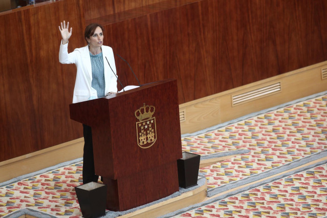 La líder regional de Más Madrid, Mónica García, interviene durante la segunda jornada del Pleno del Debate del Estado de la Región en Madrid (España), a 15 de septiembre de 2020. En esta segunda sesión participarán los grupos parlamentarios, después de qu