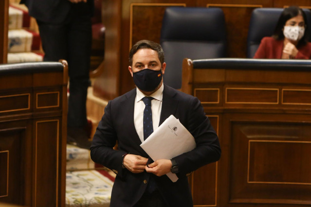 El líder de Vox, Santiago Abascal, en el Pleno del Congreso