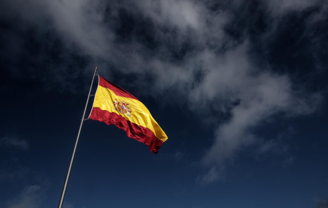 Bandera nacional en Valdebebas, Madrid, (España), a 23 de octubre de 2020.
