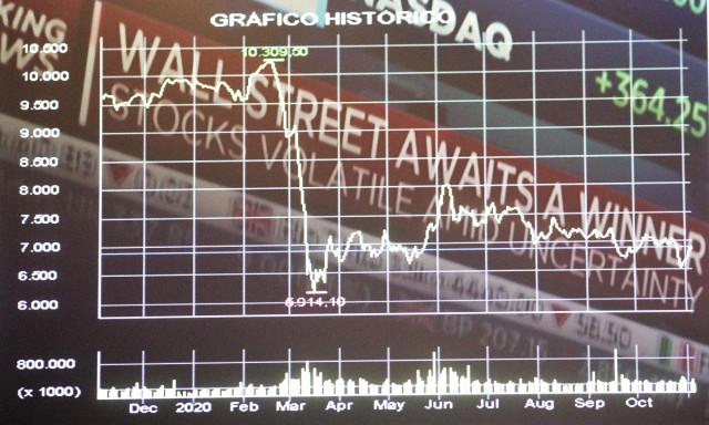 Valores de la bolsa de Madrid, en Madrid (España), a 4 de noviembre de 2020.