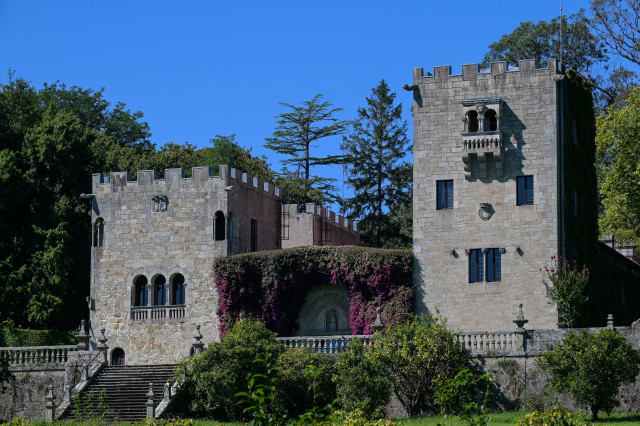 Fachada del Pazo de Meirás, hasta ahora propiedad de la familia Franco, el día en el que el Juzgado de Primera Instancia número 1 de A Coruña ha estimado íntegramente la demanda para la devolución del Pazo interpuesta por el Estado, al que declara propiet