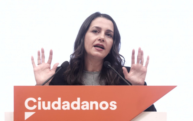 La presidenta de Ciudadanos, Inés Arrimadas, en una rueda de prensa posterior a la reunión del Comité Permanente del partido.