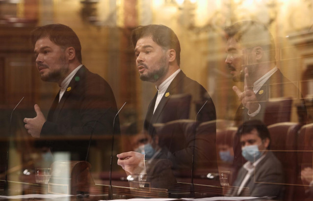 El portavoz de ERC en el Congreso, Gabriel Rufián, interviene en el Congreso de los Diputados durante la segunda jornada del debate de los Presupuestos Generales para 2021.