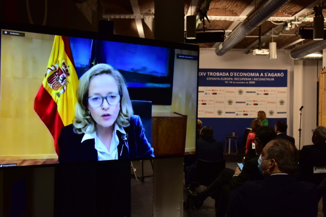 La ministra Nadia Calviño en el XXV Encuentro de Economía en S'Agaró, celebrado en Barcelona