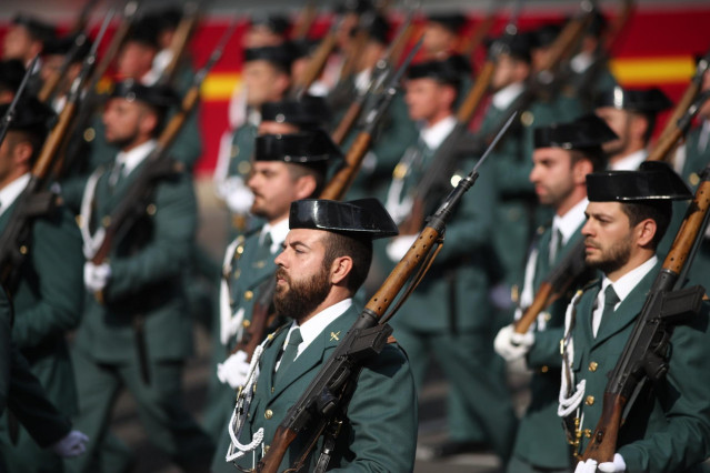 Agentes de la Guardia Civil en el desfile del 12 de octubre del 2017