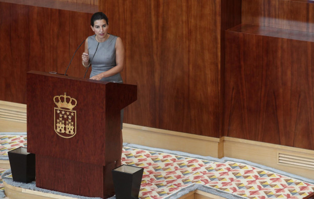 La portavoz de Vox en la Asamblea de Madrid, Rocío Monasterio, interviene durante la segunda jornada del Pleno del Debate del Estado de la Región en Madrid (España), a 15 de septiembre de 2020. En esta segunda sesión participarán los grupos parlamentarios