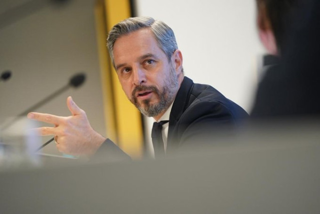 El consejero de Hacienda, Juan Bravo, este viernes durante su intervención en un acto organizado por la Cadena Ser.