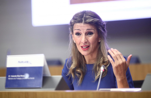 La ministra de Trabajo y Economía Social, Yolanda Díaz, inaugura la jornada 'La Formación Profesional para el Empleo, clave para el Futuro de la Economía Española'