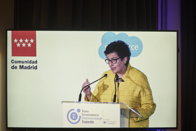 La ministra de Asuntos Exteriores, Unión Europea y Cooperación de España, Arancha González Laya, durante la primera sesión del I Foro Económico Internacional, organizado por el diario 'Expansión', titulada 'El mundo después de la Covid-19: Retos, oportuni