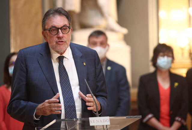 El portavoz de Junts en el Senado, Josep Lluís Cleries, interviene en el pleno celebrado en el Senado sobre diferentes mociones. En Madrid, (España), a 1 de julio de 2020.
