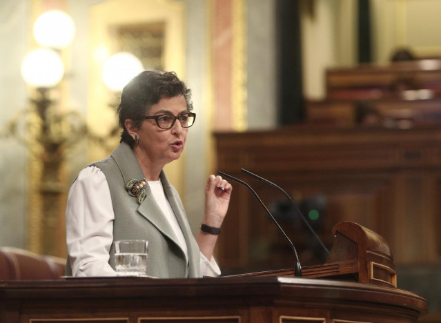 La ministra de Asuntos Exteriores, Unión Europea y Cooperación,Arancha González Laya, interviene durante una sesión plenaria en el Congreso de los Diputados, en Madrid, (España), a 28 de octubre de 2020. Esta intervención se produce tras una sesión de con