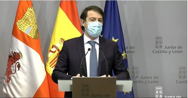 Captura de la comparecencia de Mañueco para presentar el proyecto de presupuestos para 2021.