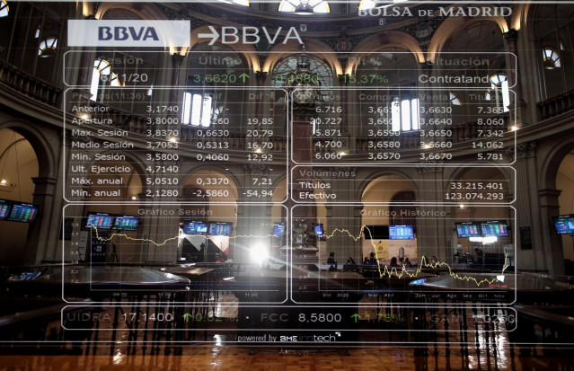 Valores de la bolsa de Madrid (España), a 16 de noviembre de 2020.