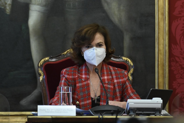La vicepresidenta primera, Carmen Calvo, en el Consejo de Estado