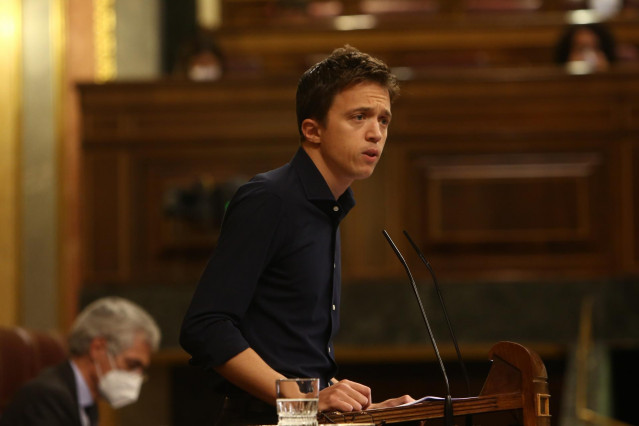 El líder de Más País, Íñigo Errejón, interviene en el Congreso de los Diputados. Madrid (España), a 21 de octubre de 2020.