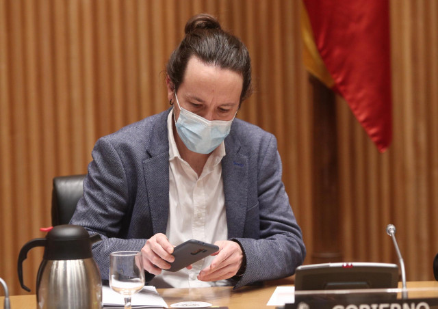 El vicepresidente segundo y líder de Unidas Podemos, Pablo Iglesias, preside la Comisión Mixta para la Coordinación y Seguimiento de la Estrategia Española para alcanzar los Objetivos de Desarrollo Sostenible, en Madrid, (España), a 26 de noviembre de 202