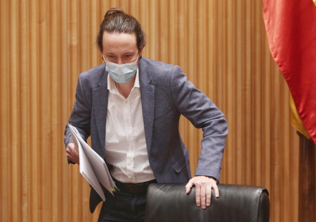 El vicepresidente segundo y líder de Unidas Podemos, Pablo Iglesias, a su llegada a la Comisión Mixta para la Coordinación y Seguimiento de la Estrategia Española para alcanzar los Objetivos de Desarrollo Sostenible, en Madrid, (España), a 26 de noviembre