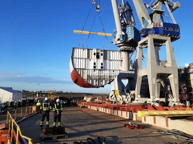 Puesta de la quilla de la cuarta corbeta para Arabia en Navantia San Fernando