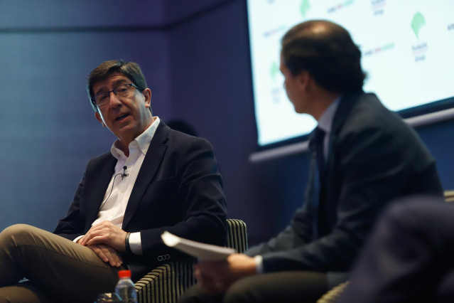 El vicepresidente de la Junta y líder de Cs en Andalucía, Juan Marín, intervienen en los desayunos informativos de Europa Press Andalucía con el patrocinio de Fundación Unicaja, Atlantic Copper y Laboratorios Vir.