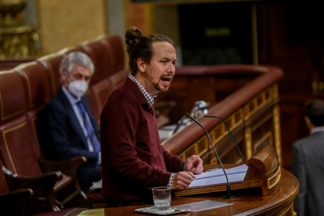 El vicepresidente segundo y líder de Unidas Podemos, Pablo Iglesias, interviene en una sesión plenaria en el Congreso de los Diputados, en Madrid (España), a 2 de diciembre de 2020. El Pleno afronta desde el lunes 30 de noviembre la fase final del debate