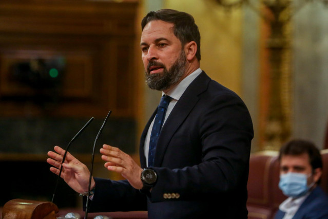 El líder de Vox, Santiago Abascal, interviene en el Pleno del Congreso