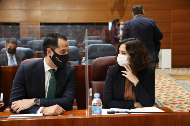 La presidenta de la Comunidad de Madrid, Isabel Díaz Ayuso y el vicepresidente, Ignacio Aguado