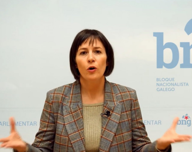 Momento del vídeo difundido por el BNG en que Ana Pontón, la portavoz nacional, explica la postura en contra a los presupuestos del estado