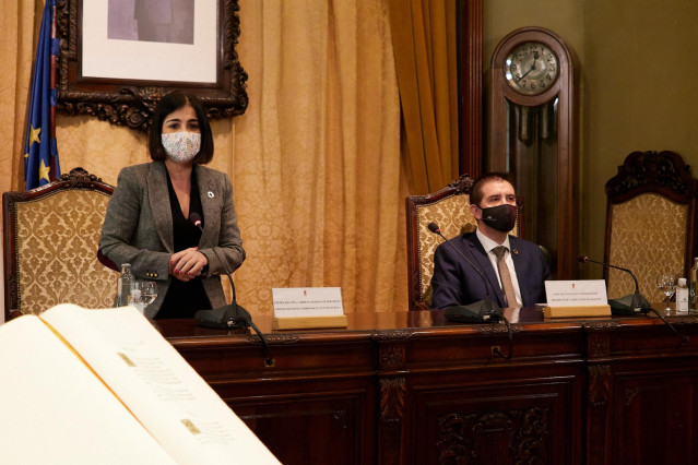 La ministra de Política Territorial y Función Pública, Carolina Darias, en su visita a la Diputación de Albacete.