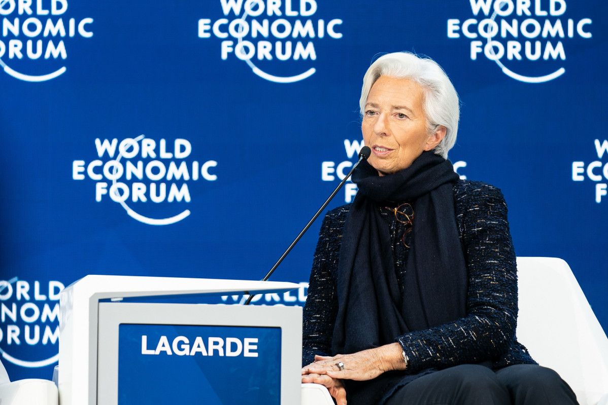HANDOUT - 24 January 2020, Switzerland, Davos: Christine Lagarde, President of the European Central Bank, speaks during the Global Economic Outlook session at the 50th World Economic Forum annual meeting. Photo: Sikarin Fon Thanachaiary/World Economic For