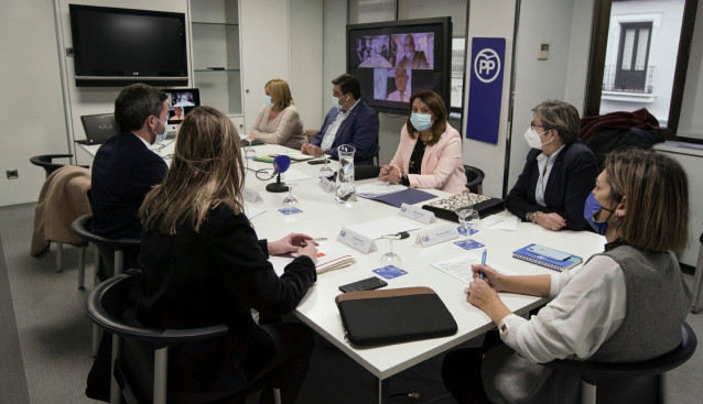 La secretaria de Agricultura y Despoblación del PP, Milagros Marcos, se reúne con consejeros del ramo de las CCAA gobernadas por el PP. En Madrid, a 9 de diciembre de 2020.