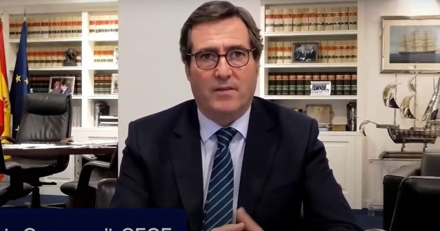 El presidente de la CEOE, Antonio Garamendi, en el foro 'Conversaciones online sobre el futuro ético de la revolución digital'