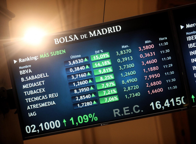 Valores de la bolsa de Madrid (España), a 16 de noviembre de 2020.