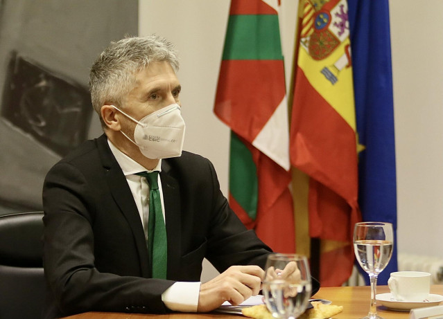 El ministro del Interior, Fernando Grande-Marlaska, durante la presentación del proyecto de nuevo centro penitenciario de Zubieta