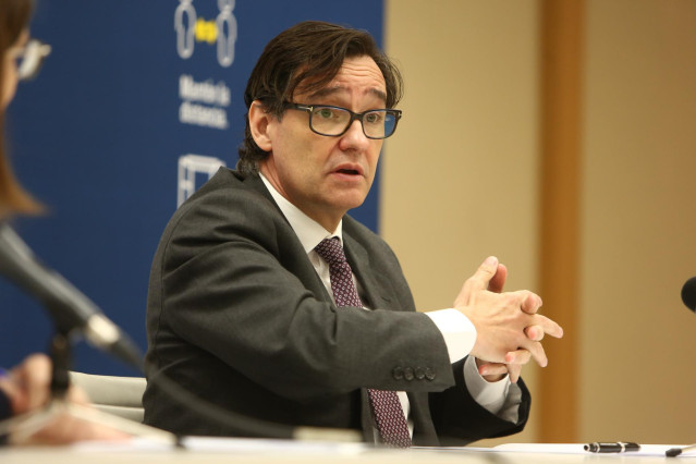 El ministro de Sanidad, Salvador Illa, interviene durante la presentación de la campaña publicitaria del Ministerio de Sanidad para esta Navidad, en Madrid (España), a 7 de diciembre de 2020.