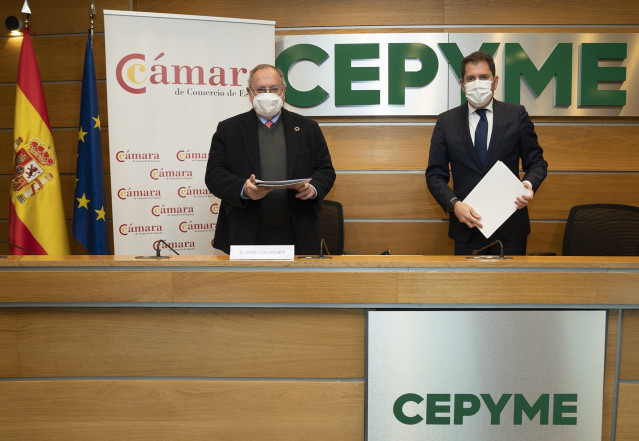 El presidente de la Cámara de Comercio de España, José Luis Bonet, y el de Cepyme, Gerardo Cuerva