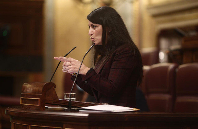 La portavoz adjunta de Vox en el Congreso, Macarena Olona, en la segunda jornada de la fase final de los Presupuestos 2021 en el Congreso.