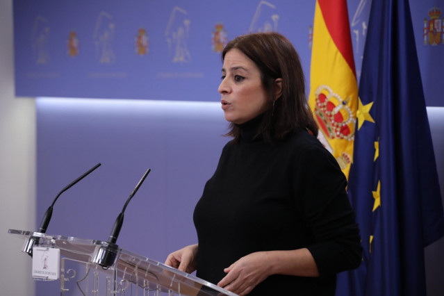La portavoz parlamentaria del PSOE, Adriana Lastra, comparece en rueda de prensa posterior a la reunión de la Junta de Portavoces en el Congreso de los Diputados, en Madrid (España), a 9 de diciembre de 2020.