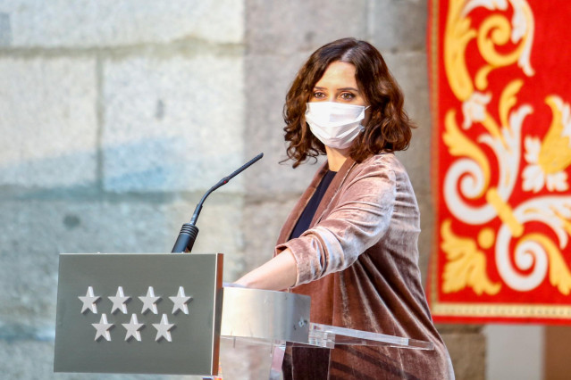 La presidenta de la Comunidad de Madrid, Isabel Díaz Ayuso, ofrece una rueda de prensa tras mantener el último Consejo de Gobierno