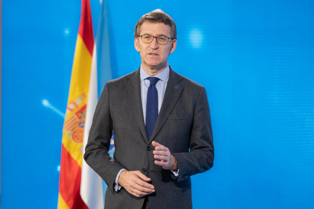 El presidente da Xunta, Alberto Núñez Feijóo, durante su mensaje de Fin de Ano