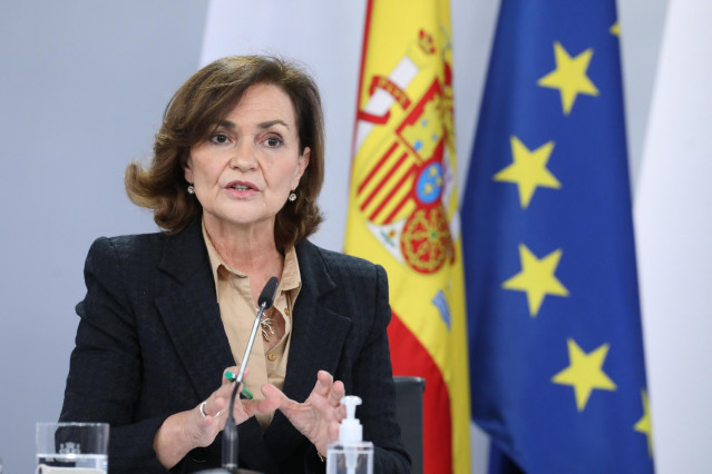 La vicepresidenta primera del Gobierno, ministra de la Presidencia, Relaciones con las Cortes y Memoria Democrática, Carmen Calvo