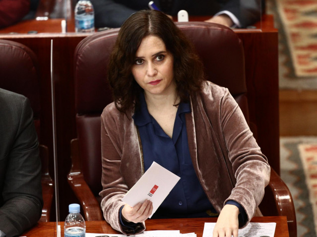 La presidenta de la Comunidad de Madrid, Isabel Díaz Ayuso, en la Asamblea de Madrid