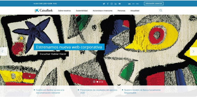 Portada del nuevo diseño de la web corporativa de CaixaBank.