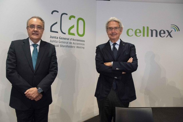 El consejero delelgado de Cellnex Telecom, Tobías Martínez, y el presidente, Franco Bernabè