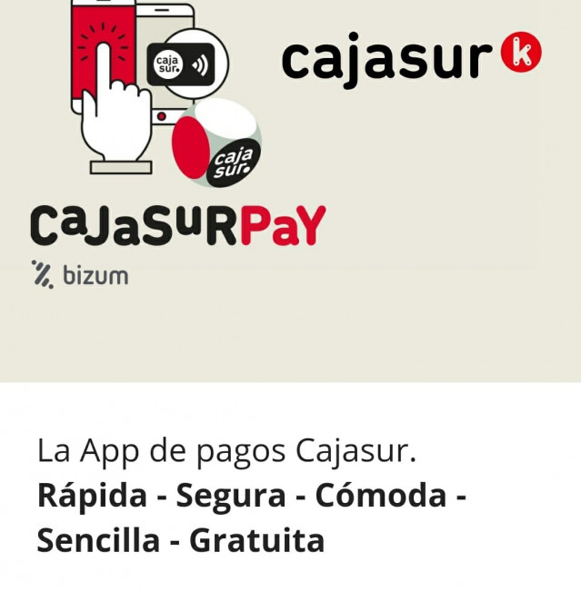 Economía/Finanzas.- Cajasur habilita Bizum para comprar y cobrar lotería