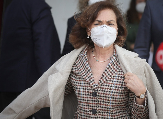 La vicepresidenta primera del Gobierno, Carmen Calvo, durante su visita a Córdoba.