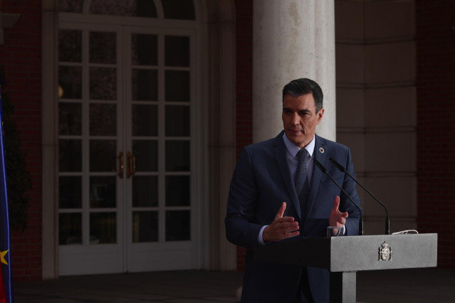 El presidente del Gobierno, Pedro Sánchez, ofrece una rueda de prensa en Moncloa el pasado 26 de febrero